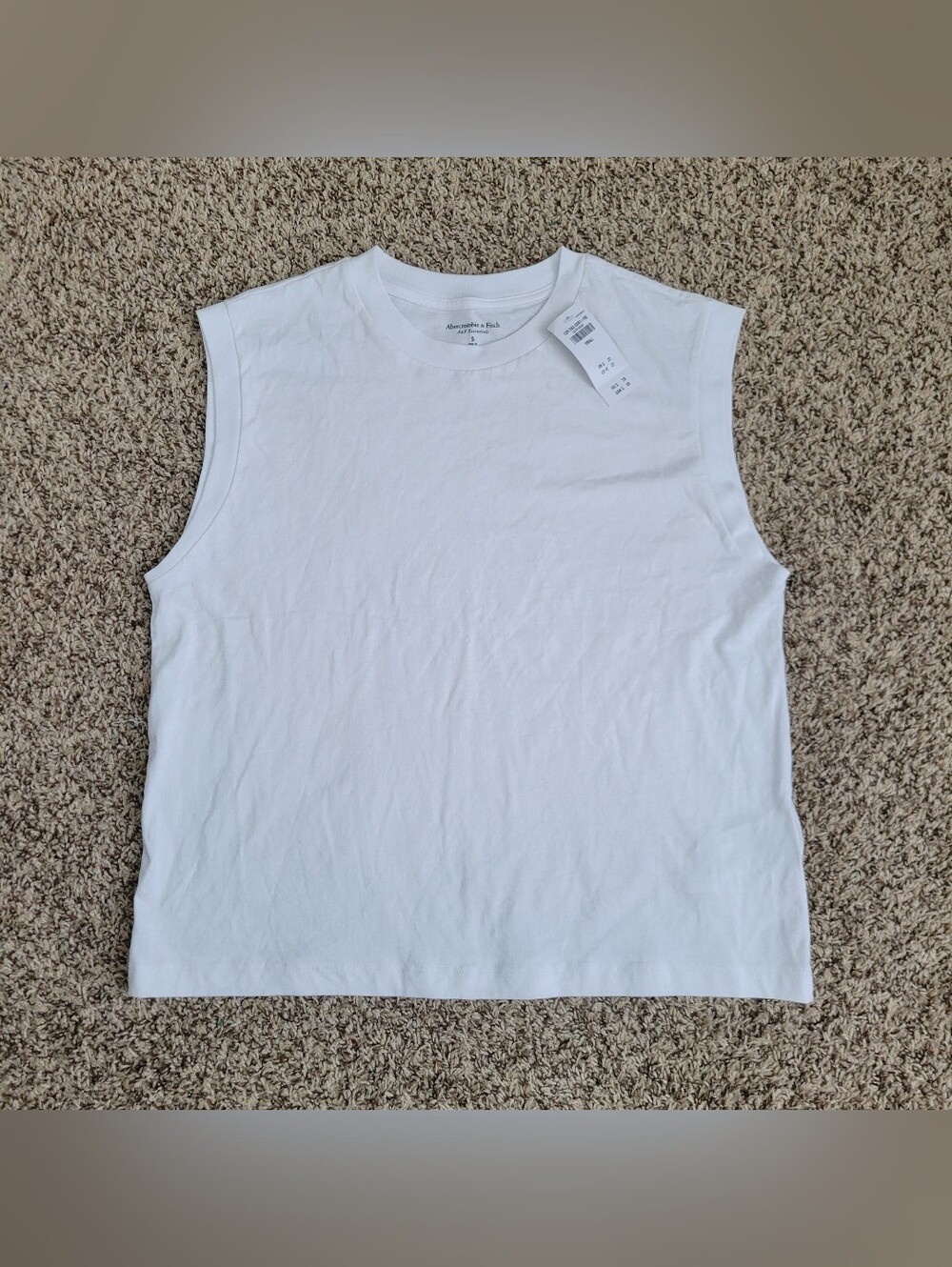 Abercrombie & Fitch Muscle Tee Shirt Tank Top White 100% Cotton Small NWT